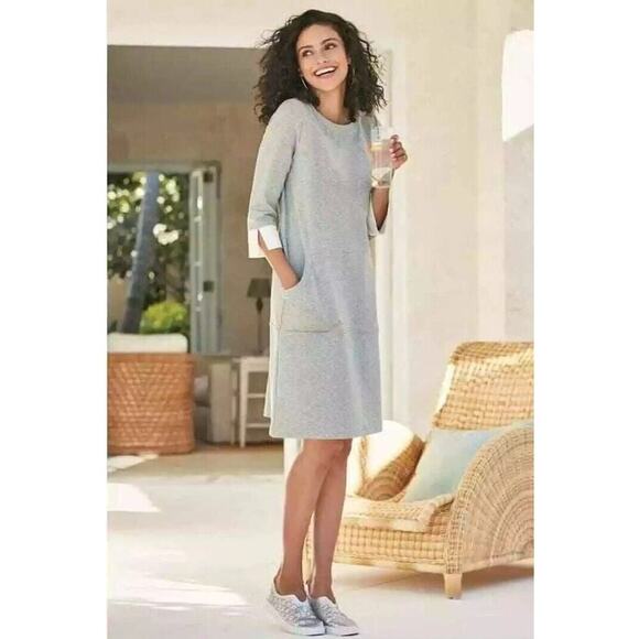 SOFT SURROUNDINGS Heather Gray Corryn Sweatshirt Dress~Size XS~Pockets Casual - Picture 1 of 6